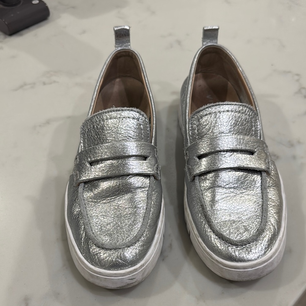 Vionic Metallic Silver Loafers